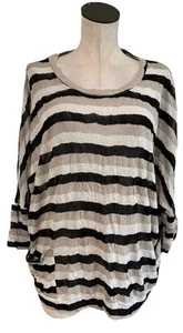 Blanque Damen 2 beige/schwarz/weiß gestreifte dünne Strickpullover Lagenlook Pullover W - Bild 1 von 9