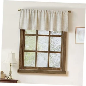 2 Pack Faux Linen Valance for Windows Kitchen Living Room Valances Rod Pocket - Picture 1 of 8
