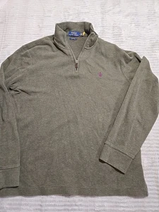 ¡Suéter acanalado Polo Ralph Lauren Estate! Pullover verde oliva 1/4 cremallera talla S - Imagen 1 de 11