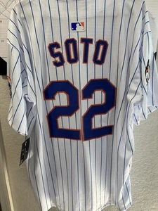 New York Mets Juan Soto Mens XL White Pin stripes Mr Met New Baseball Jersey - Picture 1 of 5