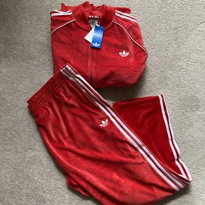 Adidas Hombre’s Super Star Chándal Terciopelo Chaqueta Pantalón Traje Completo Rojo XXL 2XL Nuevo Foto 1 de 4