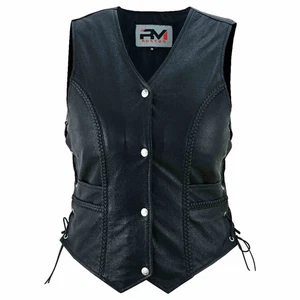 Damen Motorrad Lederkutte Damen Lederweste Motorradweste Chopper Biker Kutte - Bild 1 von 4