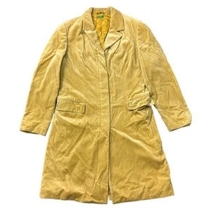 United Colors Of Benetton Yellow Long Line Blazer Jacket Mac Velour Womens Large - Picture 1 of 6