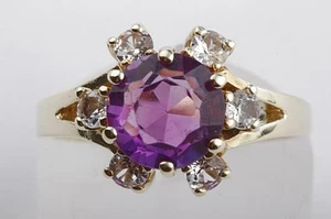  Amethyst Kristall Ring 585 14kt Gelbgold Größe 55 # - Bild 1 von 9