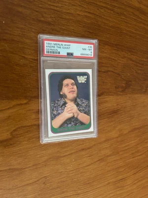 RARE 1991 MERLIN WWF  #35 ANDRE THE GIANT PSA 8 WRESTLING CARD - Image 1 of 2