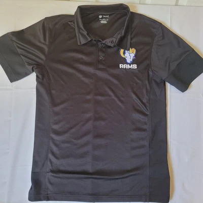 Polo de golf negro Los Angeles Rams para hombre mediano ropa del equipo de la NFL Foto 1 de 4