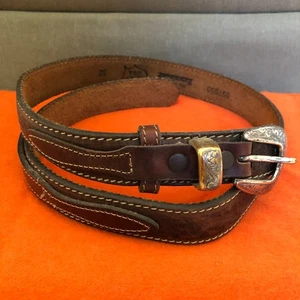 VINTAGE OIL TANNED Harness Leder Western Gürtel Herren 32 MADE IN USA - Bild 1 von 11