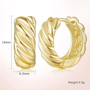 14K Gold Creolen Ohrringe 14 Karat Gold Creolen gedreht dick kleine Creolen - Bild 1 von 13