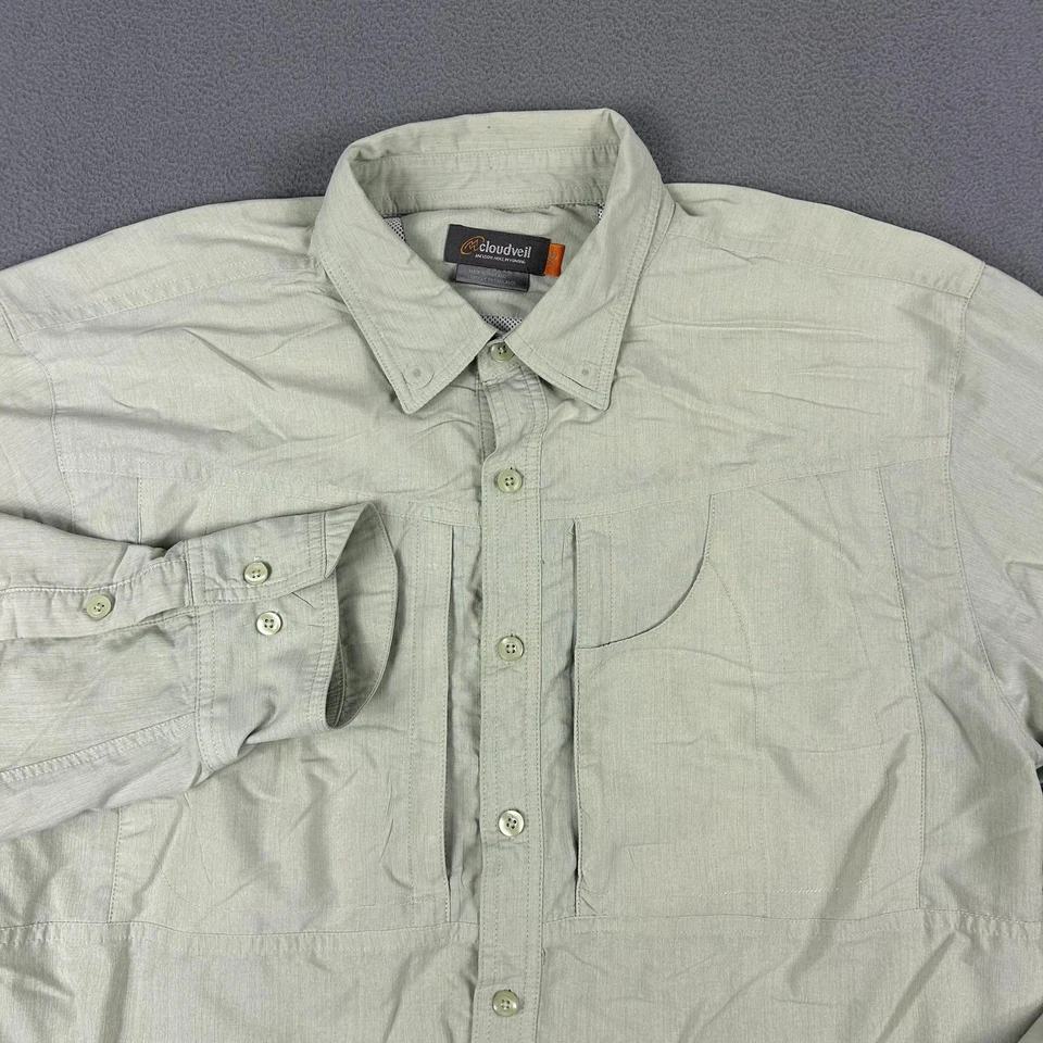 Camisa Cloudveil Para Hombre Grande Verde Salvia Manga Larga Abotonada Ventilada Pesca Foto 1 de 4