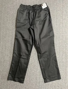 MEN'S CHEF WORKS BAGGY BLACK COOK UNIFORM PANTS ELASTIC WAIST SIZE L - Picture 1 of 8