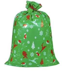 Extra Large Plastic Christmas Santa Bag Huge Jumbo Gift Sack W Tag & Tie - Picture 1 of 5