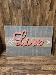Rustic Wood Love Sign Wall Decor with Arrow Design - Picture 1 of 4