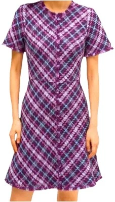 Nuevo con etiquetas Vestido Kate Spade Tweed a Cuadros en Ciruela Púrpura Vestido Manga Corta, 6 Foto 1 de 4