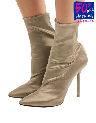 PVP €1350 VETEMENTS Botines de Satén US5 UK2 EU35 Inacabado Aspecto Deshilachado Desnudo Foto 1 de 4