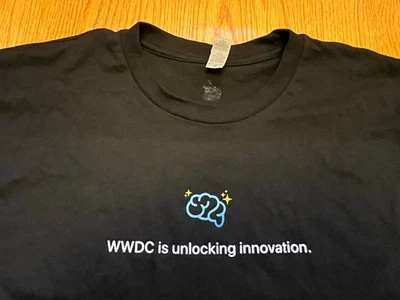 Apple logo WWDC T-SHIRT Black Medium Employee Unlocking Innovation Code iPhone M - Image 1 of 4