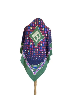 AS7# Laura Biagiotti Vintage Bufanda de Seda Lunares Estampado Geométrico Italia Foto 1 de 4