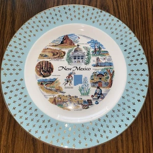 Homer Laughlin Eggshell Cavalier New Mexico State Souvenir Plate 10” Gold Trim - Picture 1 of 8
