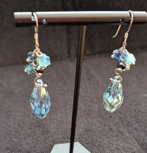 Orecchini pendenti in argento sterling 925 multi blu e multipietra. - Foto 1 di 12