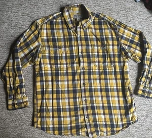Camisa Duluth Trading Para Hombres L Franela Amarilla Cuadros Libre Oscilación Exterior Resistente - Imagen 1 de 6