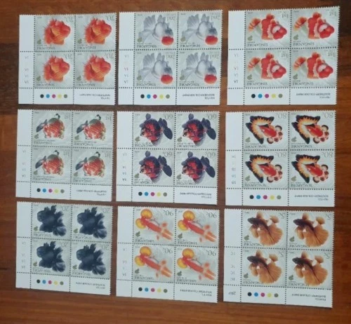 2019 Singapore Gold peixes definitivamente completo 9V em preto de 4 / canto perfeito estado - Imagem 1 de 2