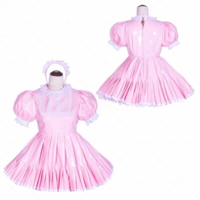 Vestido de PVC rosa bloqueable Sissy French Maid Girl disfraces de cosplay hechos a medida Foto 1 de 4