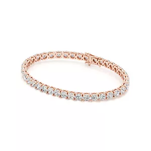 10 Ct Round Lab Created Diamond Tennis Bracelet 14k Rose Gold Prong Set E-F/VVS - Picture 1 of 7