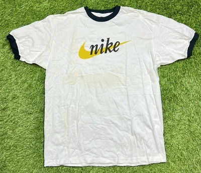 Vintage 90's Nike Ringer T-Shirt Men's L White USA Dead Stock Swoosh Check - Image 1 of 4