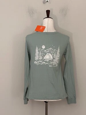 ¡NUEVO CON ETIQUETAS! Camiseta verde de algodón manga larga con estampado gráfico talla XS para mujer BASS OUTDOOR Foto 1 de 4