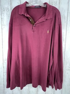 Polo Ralph Lauren Shirt Men’s Size XL Dark Red Long Sleeve Knit Cotton Imperfect - Picture 1 of 13
