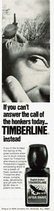 Anuncio impreso vintage 1972 cuero inglés Timberline después del afeitado si no puedes responder - Imagen 1 de 2