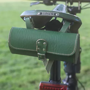 Echtleder Werkzeugtasche Fahrrad Satteltasche Handarbeit Tasche Grün Bro-Green - Bild 1 von 11
