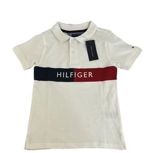 New Boys Tommy Hilfiger Short Sleeve Polo Shirt Sz 6 NWT White Red Blue $34 - Picture 1 of 8