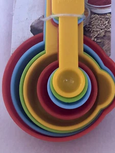 Measuring Cup & Spoon Set Multicolor Kitchen Cooking Pour Spouts 8 Piece - Picture 1 of 2