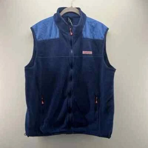 Gilet Vineyard Vines uomo grande pile blu zip intera nautica outdoor - Foto 1 di 7