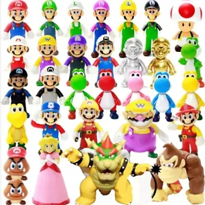 Super Mario Bros Model Figures Bowser Luigi Koopa Yoshi Odyssey Kids Gift Toy - Picture 1 of 42