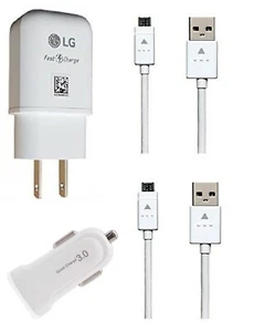 LG Fast Wall,Micro,Car Adapter For LG K30/Phoenix+/Premier Pro/Aristo 2/2+/3/4+ - Picture 1 of 25