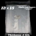12'x15' Clear 2 Mil Zipper Bags Poly Plastic Reclosable Zip Storage Large