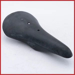 LEADER FRENCH PLASTIC VINTAGE SADDLE SEAT RACING ROAD BICYCLE BIKE OLD BLACK - Picture 1 of 8
