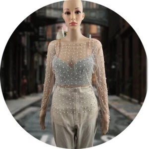 NLK Sykes Pearls durchsichtige Bluse mit Korsett - Bild 1 von 6