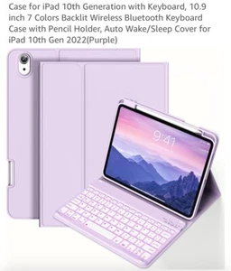 vopotek BT color illuminated backlit keyboard Ipad 10 case  Pink  ONLY NEW - Picture 1 of 14