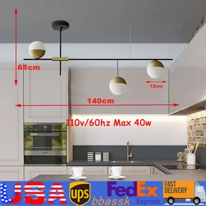 Mid-Century 3 Head Modern Linear Ceiling Light Flush Mount Hanging Pendant Light - Picture 1 of 13