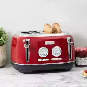 Haden Jersey Retro Wide Slot 4 Slice Toaster, Dual Control & Adjustable Browning - Picture 1 of 29