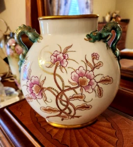 Limoges Hand Painted Dragon Handle Pillow Vase - Picture 1 of 8