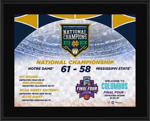 Notre Dame Fighting Irish 10.5x13 2018 Womens Basketball National Champs Plaque Cover