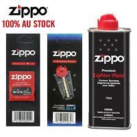 Zippo Cigarette Genuine Lighter Premium FLUID Petrol Refill 125ml+ Wick + Flints