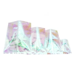 Bolsas de embalaje con sello de aleta holográfica iridiscente transparente almacenamiento superior - Imagen 1 de 13
