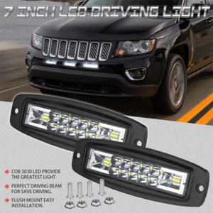 2X 7Inch Flush Mount LED Work Light Bar Spot Flood Driving Reverse Fog Lamp 4WD - Picture 1 of 10
