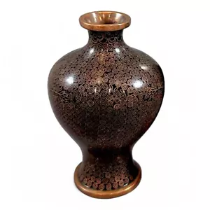 Antico vaso cinese nero cloisonne XIX secolo - Foto 1 di 11