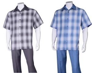 MEN'S TWO PIECE WALKING SUIT CHECK POLYESTER DESIGN BY FORTINO LANDI M2970 - Picture 1 of 9