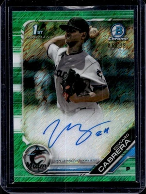 2019 Bowman Edward Cabrera Chrome Auto 1st Green Shimmer Refractor #86/99 - Image 1 of 2